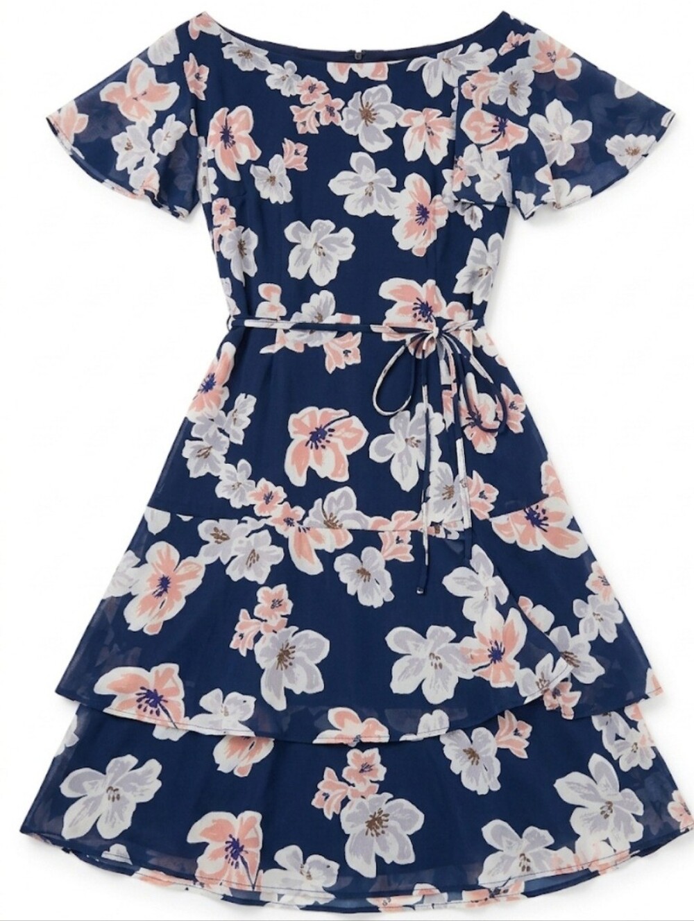 Ivanka Trump Navy Floral Tiered Dress